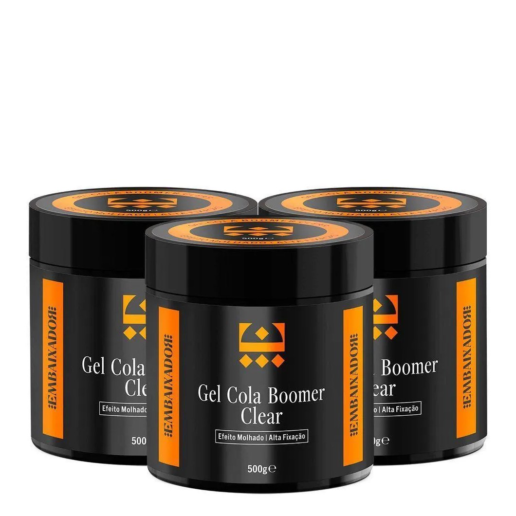 Kit 06 Gel Cola Boomer Clear Embaixador 500g
