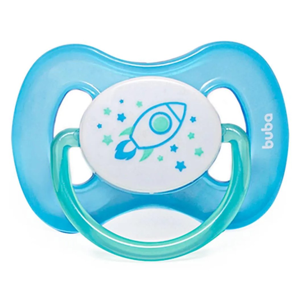 Chupeta Comfort Tam.2 Brilha no Escuro Foguete Azul - Buba