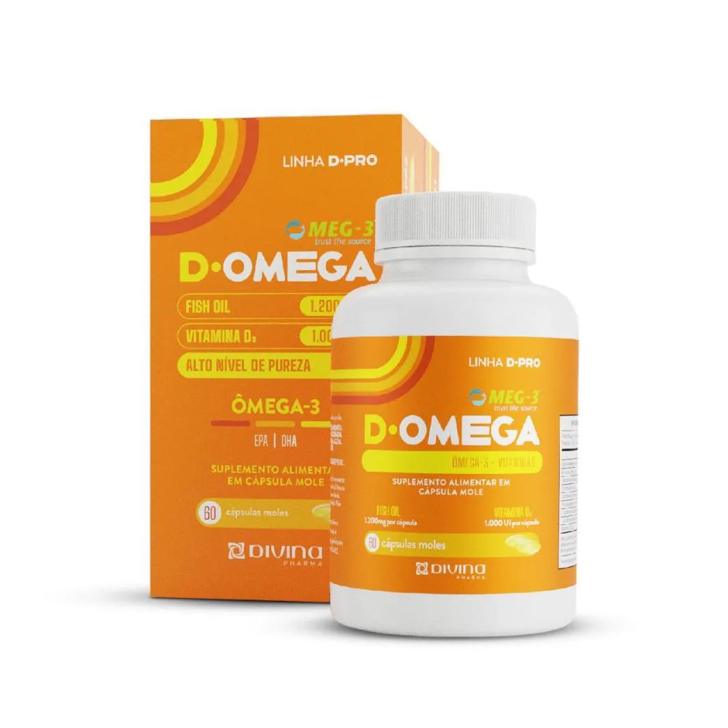 Vitamina D 1.000ui + Óleo de Peixe com 60 cápsulas – D.ômega