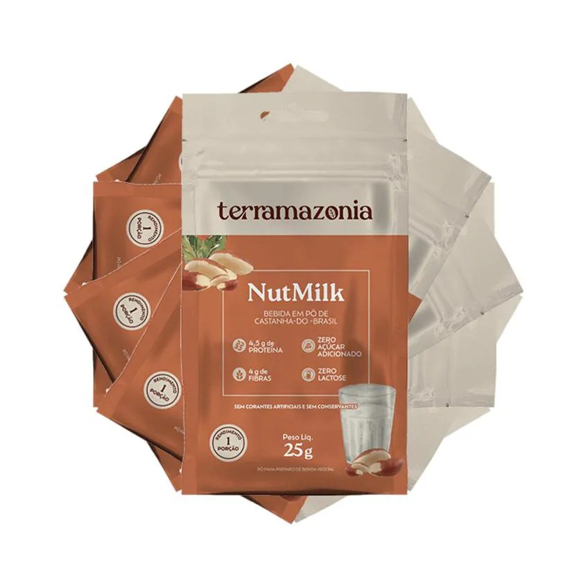 Kit 6x: Bebida Vegetal de Castanha do Pará em Pó Nutmilk Sachê Terramazônia 25g