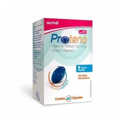Protena Colágeno Não Hidrolisado Tipo II 40mg + Ômega 3 + Vitamina D – 60 cápsulas