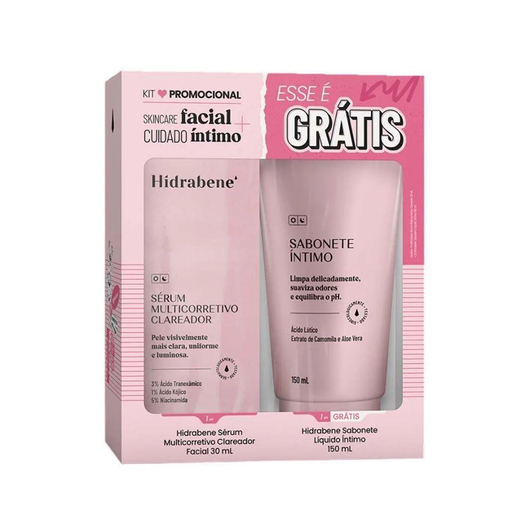 Kit Hidrabene Multicorretivo Clareador 30Ml + Sabonete Íntimo 150Ml