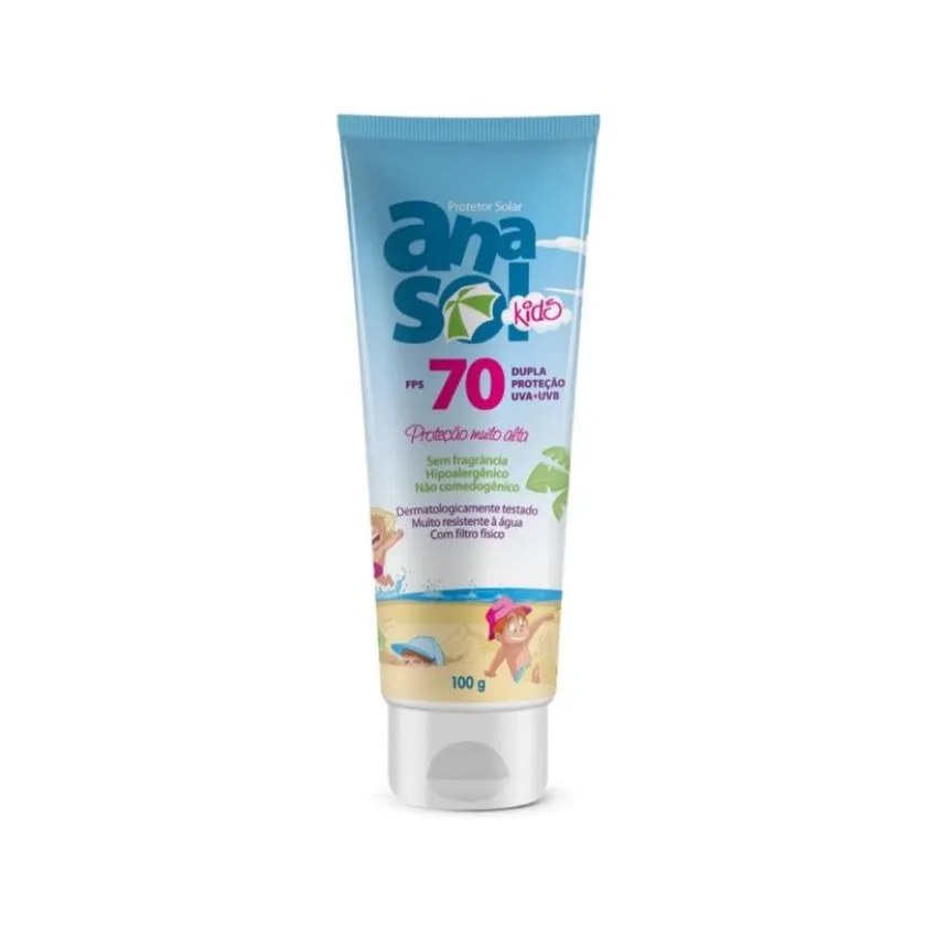 Protetor Solar Corpo e Rosto Anasol Kids 70 Fps Corpo e Rosto - Oil Free Toque Seco Hipoalergênico Resistente A Água  -