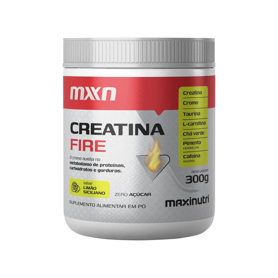 Suplemento Alimentar Creatina Fire Maxinutri Sabor Limao Siciliano 300gr