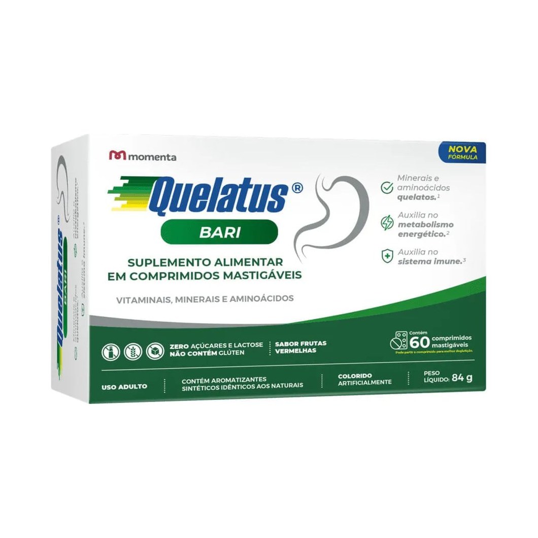 Quelatus Bari Nova Formula Com 60 Comprimidos Mastigaveis Frutas Vermelhas