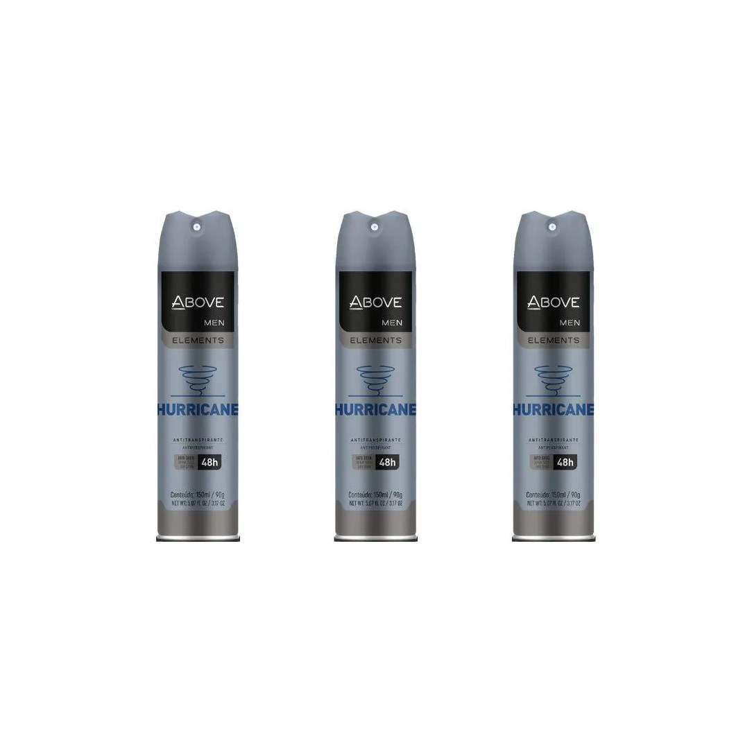 Desodorante Aero Above 150ml Masc Anti Hurricane - Kit 3un