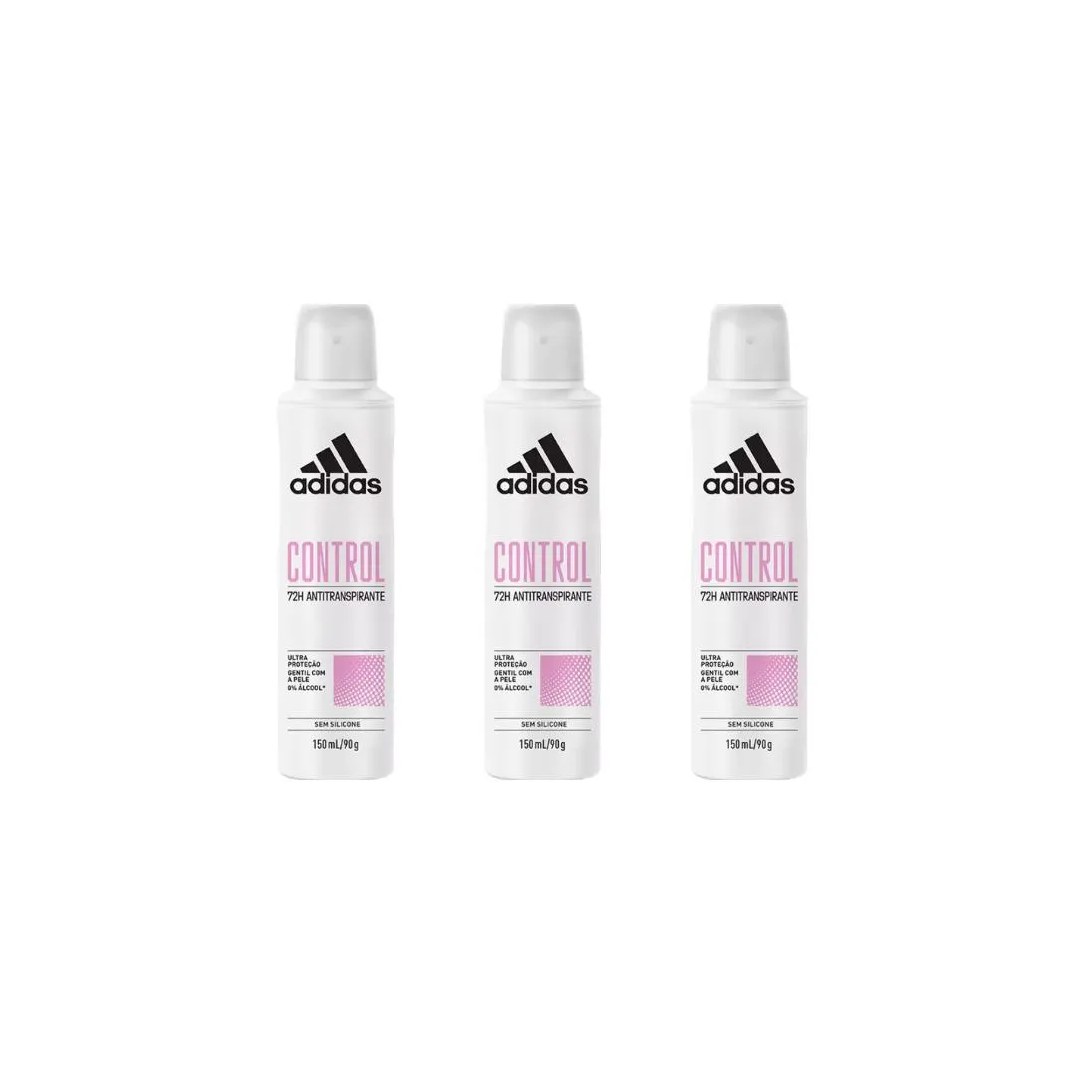 Desodorante Aero Adidas 150ml Fem Control - Kit C / 3un