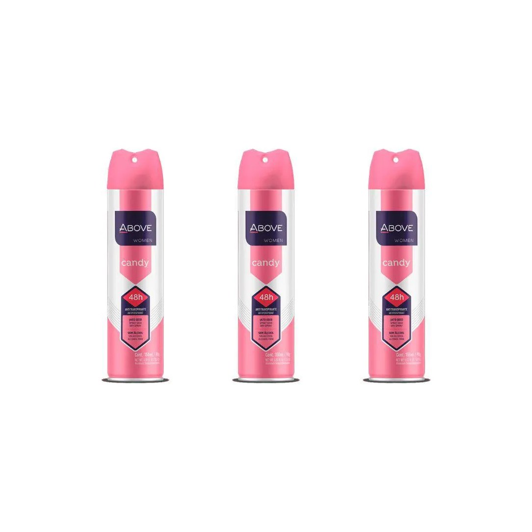 Desodorante Aerossol Above 150 Ml Feminino Candy - Kit C / 3un