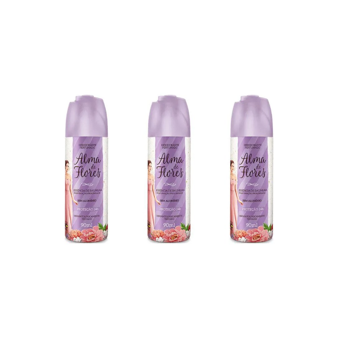 Desodorante Spray Alma de Flores 90 Ml Ess de Baun - Kit C / 3un