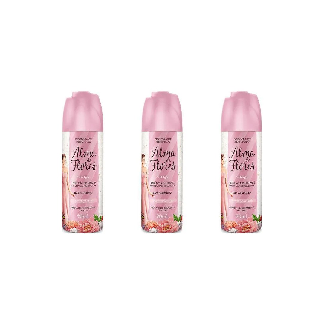 Desodorante Spray Alma de Flores 90 Ml Ess de Jas - Kit C / 3un