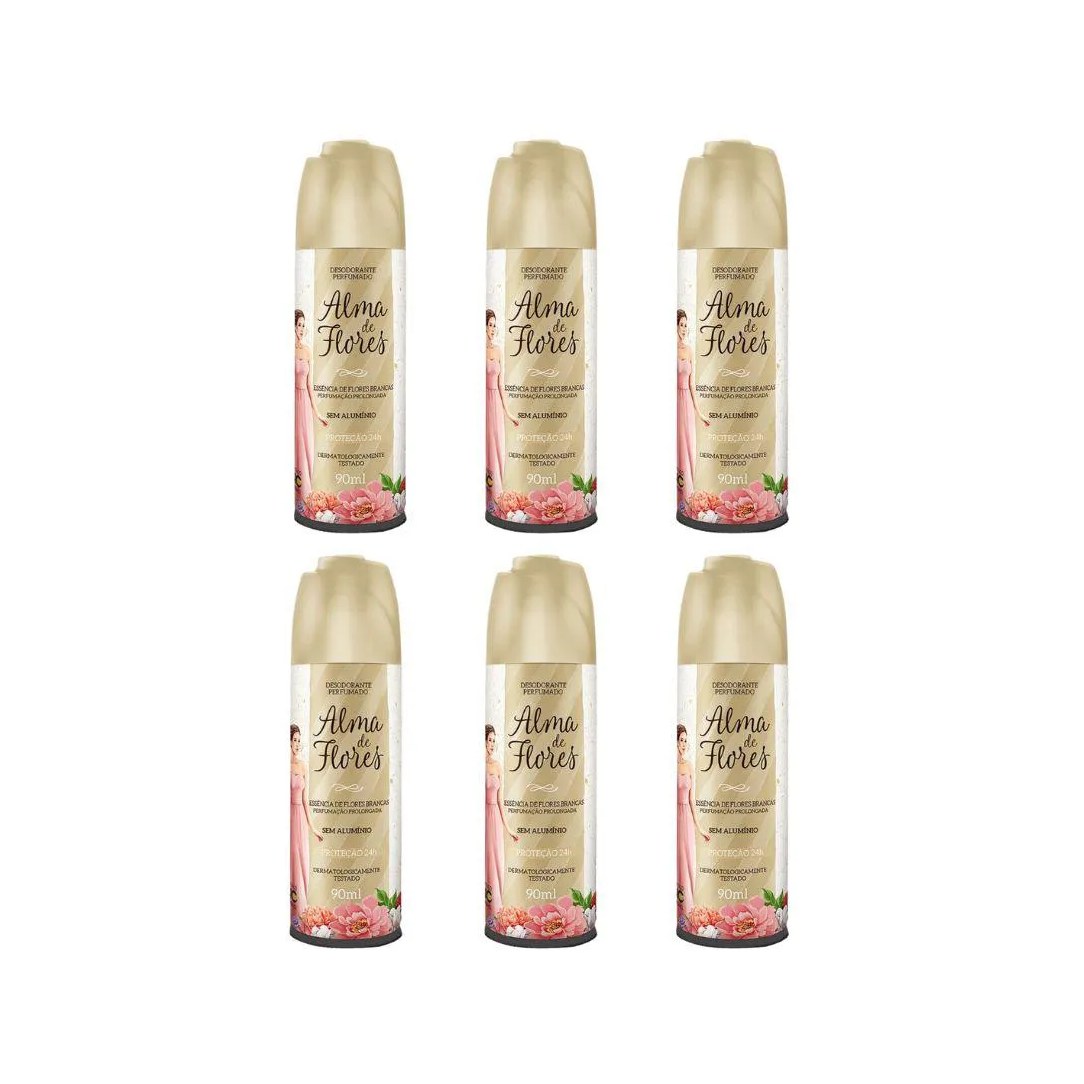 Desodorante Spray Alma de Flores Ess de Flores Brancas 90ml - Kit C / 6un