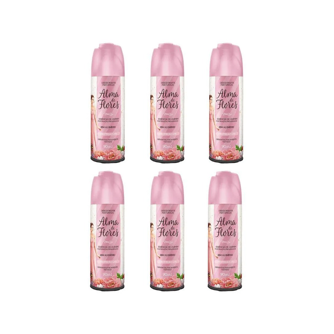 Desodorante Spray Alma de Flores Essência de Jasmin 90ml - Kit C / 6un