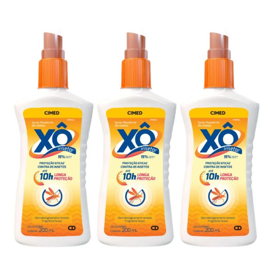 Kit Spray Repelente de Insetos Cimed Xô Inseto com 3 200ml