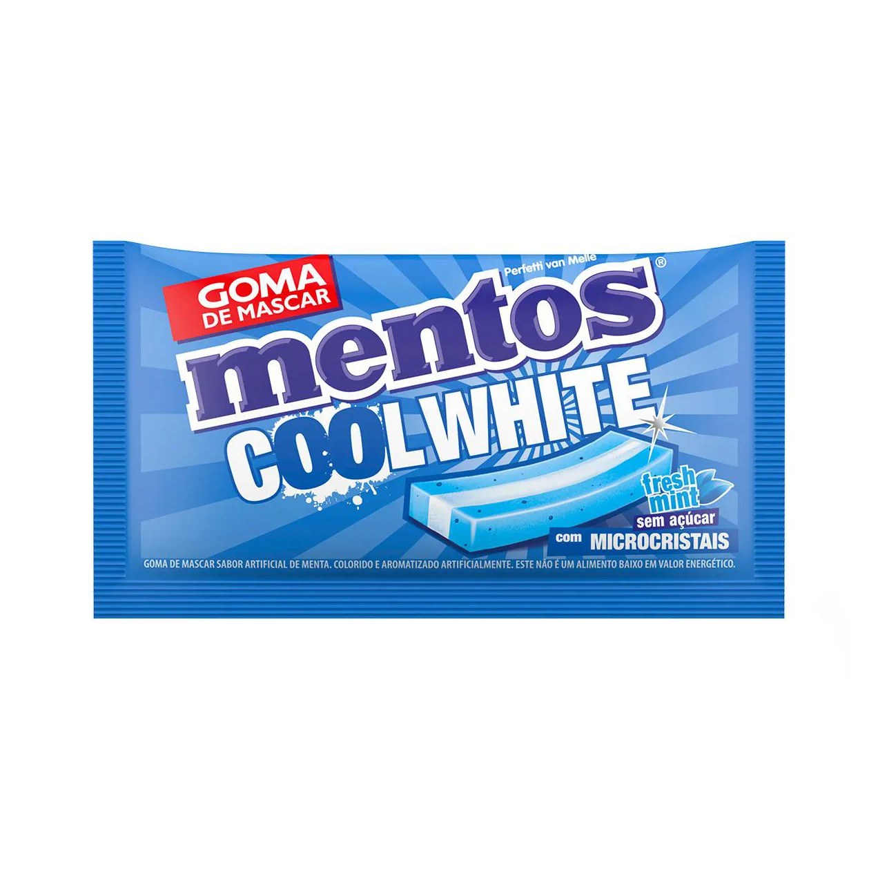 Goma de Mascar Mentos Cool White Fresh Mint Sem Açúcar 8,5g