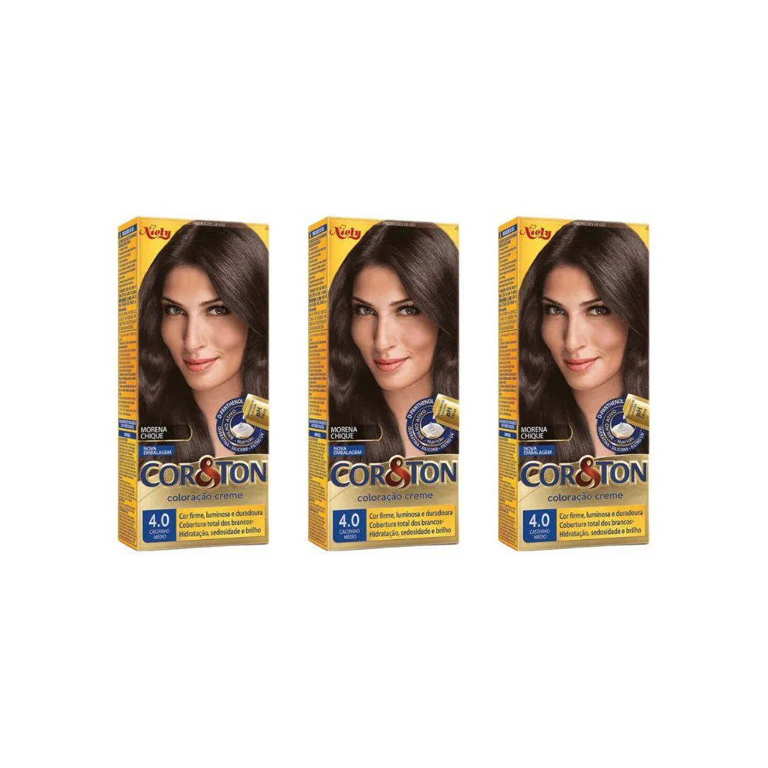 Coloraçao Cor&ton 4.0 Cast Medio 50g - Kit C / 3