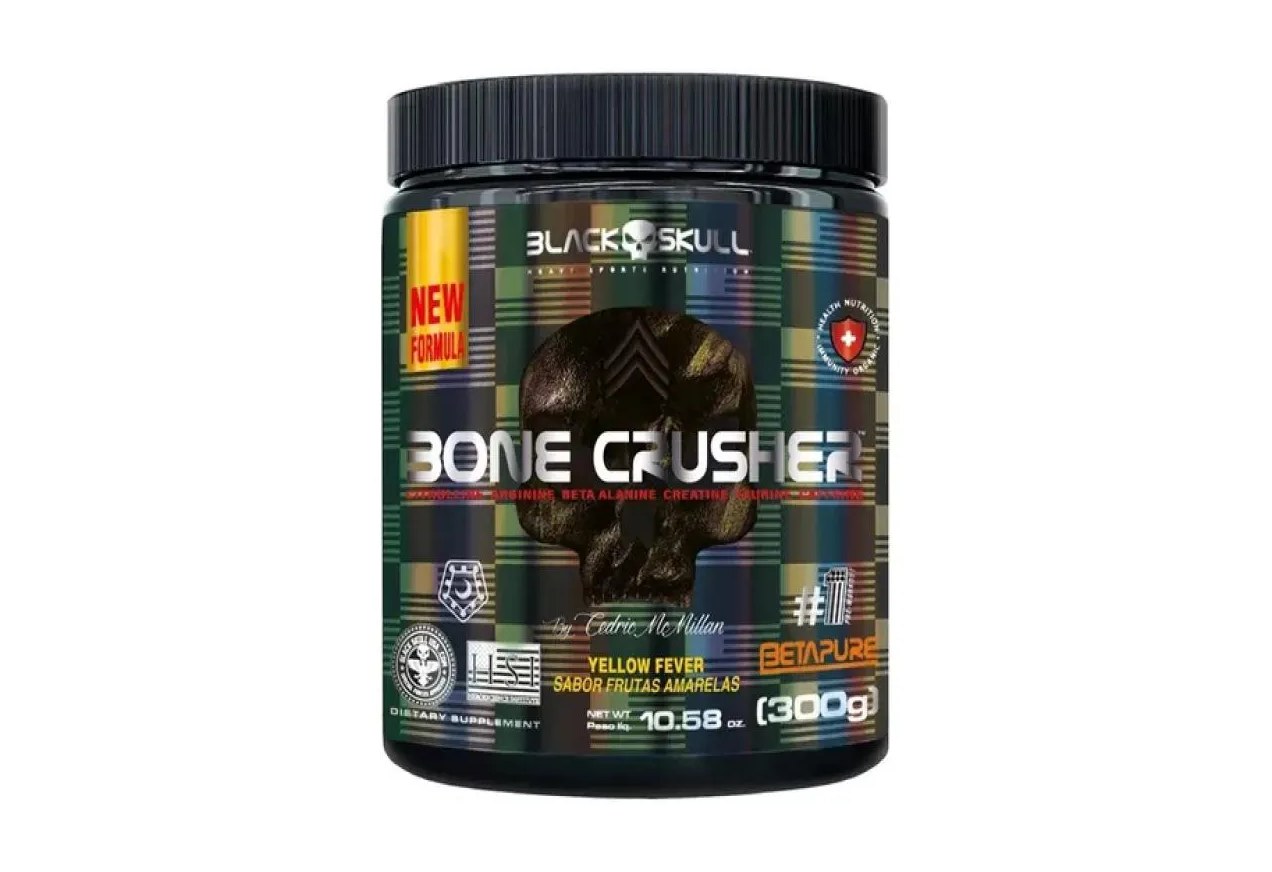 Pré-treino Bone Crusher 300g Yellow Ferver - Black Skull