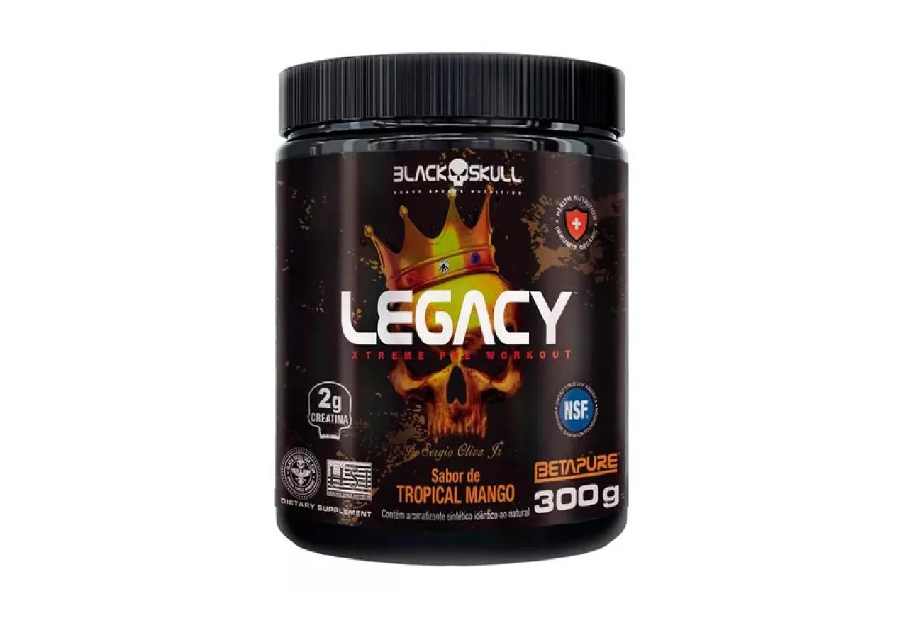 Pre-treino Legacy Xtreme 300g Tropical Morango Black Skull