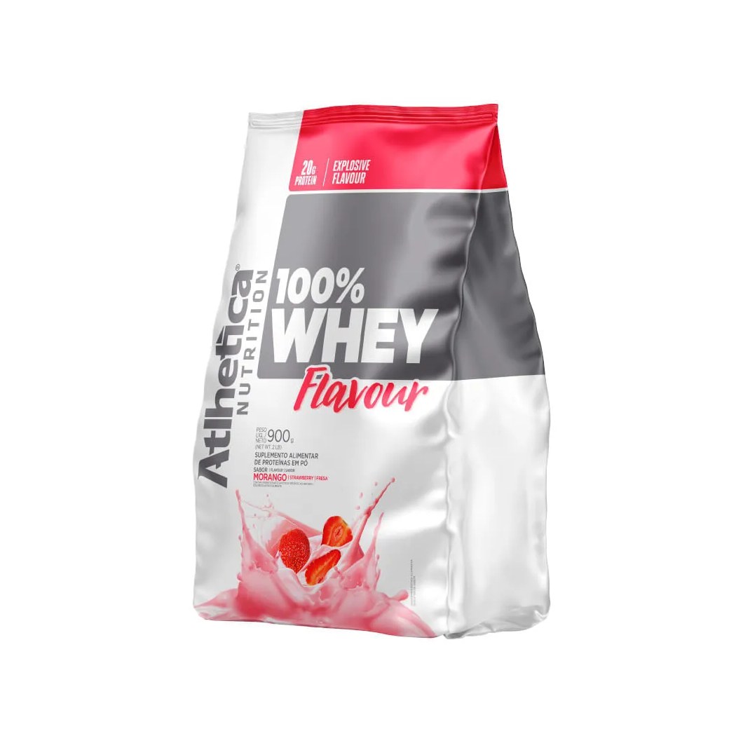 Suplemento Atlhetica 100% Whey Flavour 900gr Morango Refil