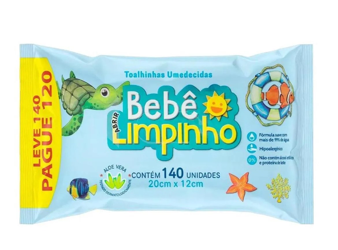 TOALHA UMEDECIDA BEBê LIMPINHO 140UN