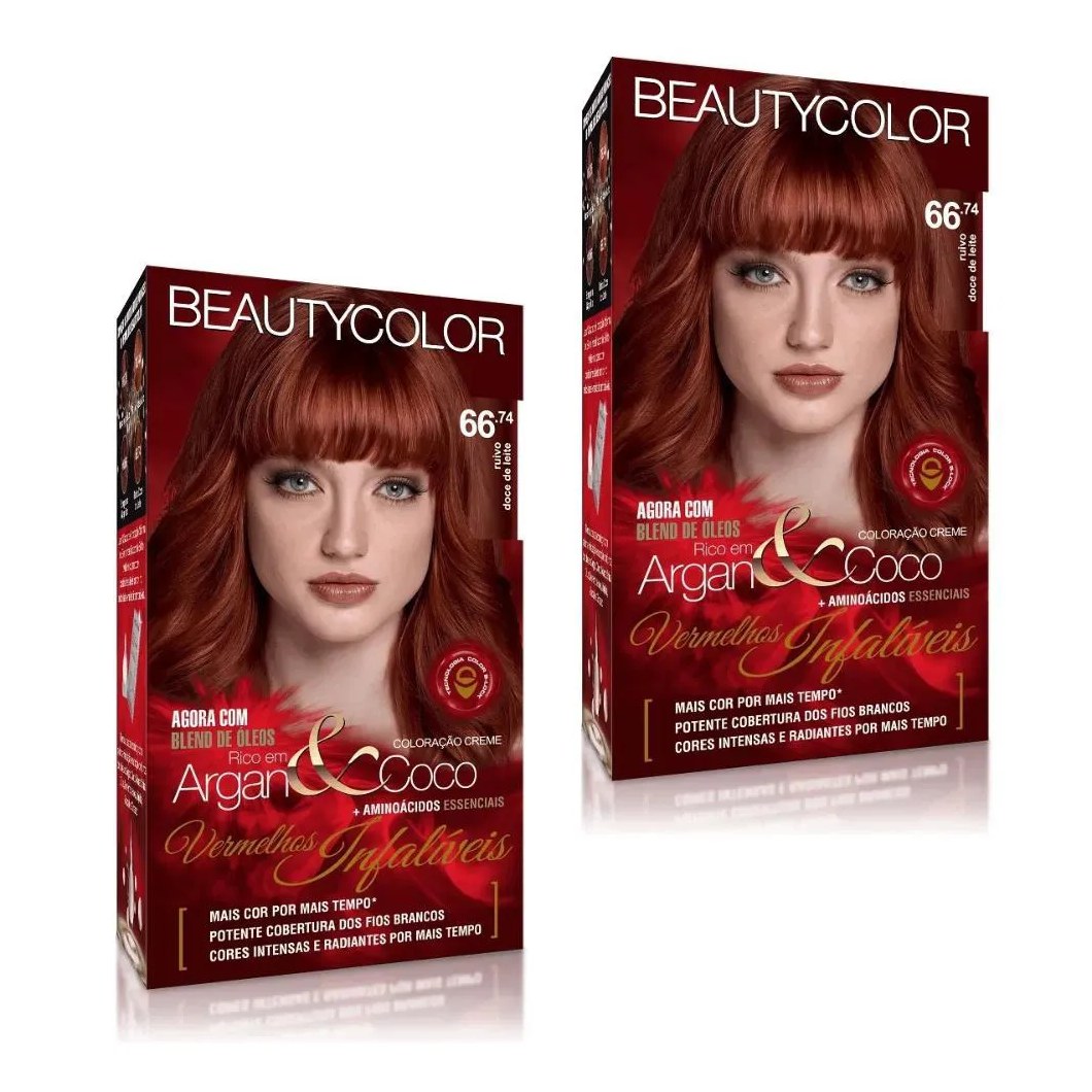 Tintura Beauty Color 66.74 Ruivo Doce de Leite (kit C/02 Un)
