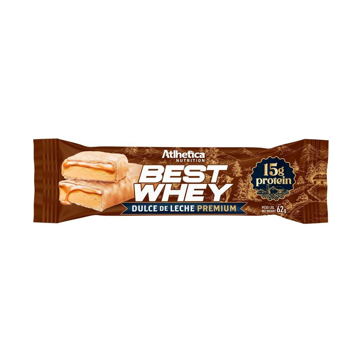 Barra de Proteína Best Whey Athletica Nutrition 15g Protein Doce de Leite 62g