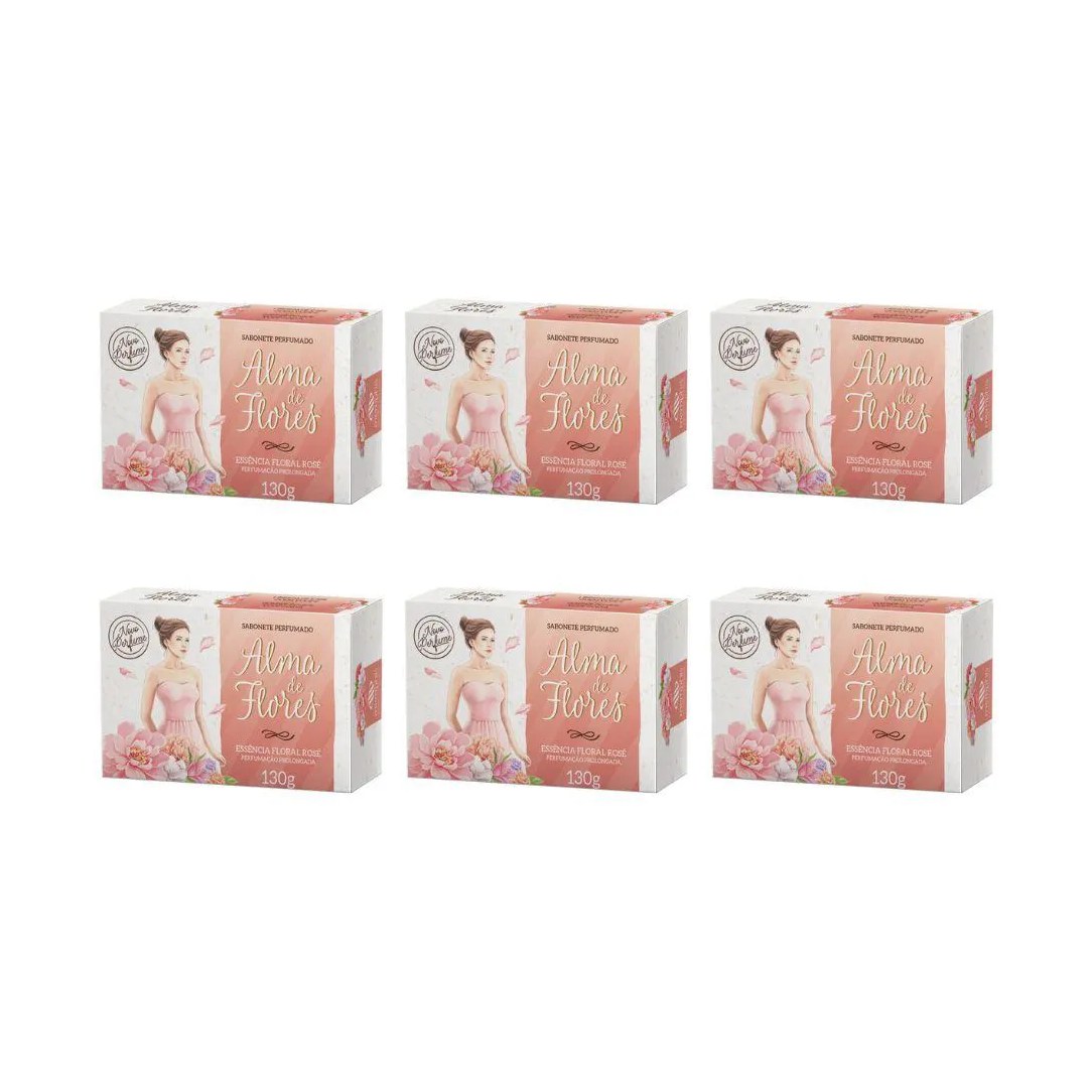 Sabonete Alma de Flores 130g Floral Rose - Kit C / 6un