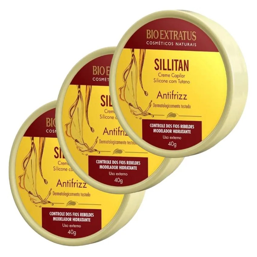 Kit 3 Creme Capilar Sillitan Antifrizz 40G Bio Extratus