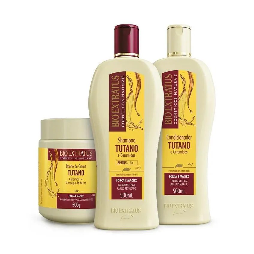 Kit 1 Shampoo 1 Condicionador 1 Banho Creme Tutano 500 Ml