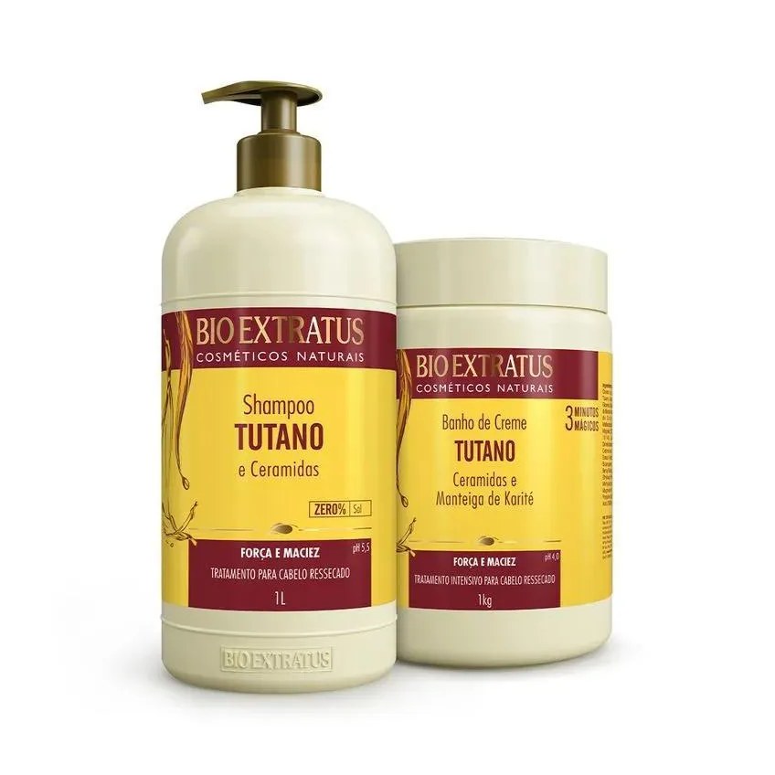 Kit 1 Shampoo 1 Banho Creme Força e Maciez Tutano1 L