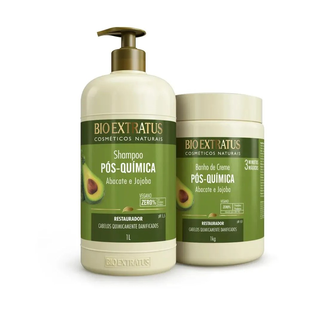 Kit Bio Extratus Pós Quimica Shampoo + Banho de Creme 1l/kg