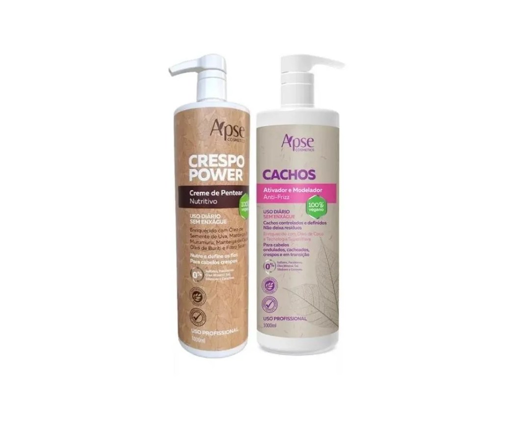 Kit Apse Ativador de Cachos e Creme de Pentear Crespo Power 1l