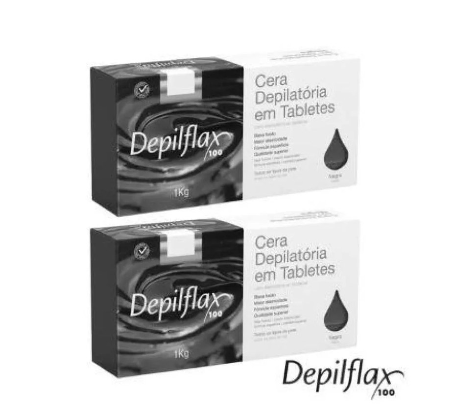 Kit com 02 Ceras Quente Depilatórias Depilflax Negra 1kg