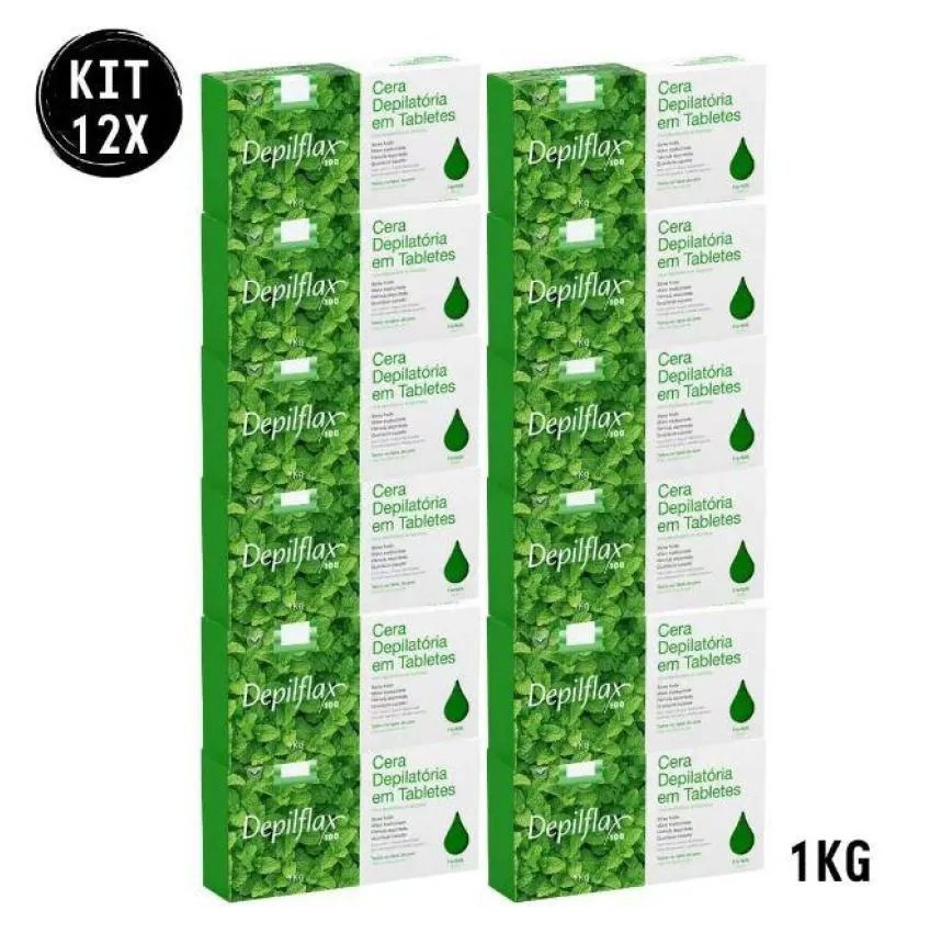 Kit 12 Ceras Depilatória Quente Hortelã 1 Kg
