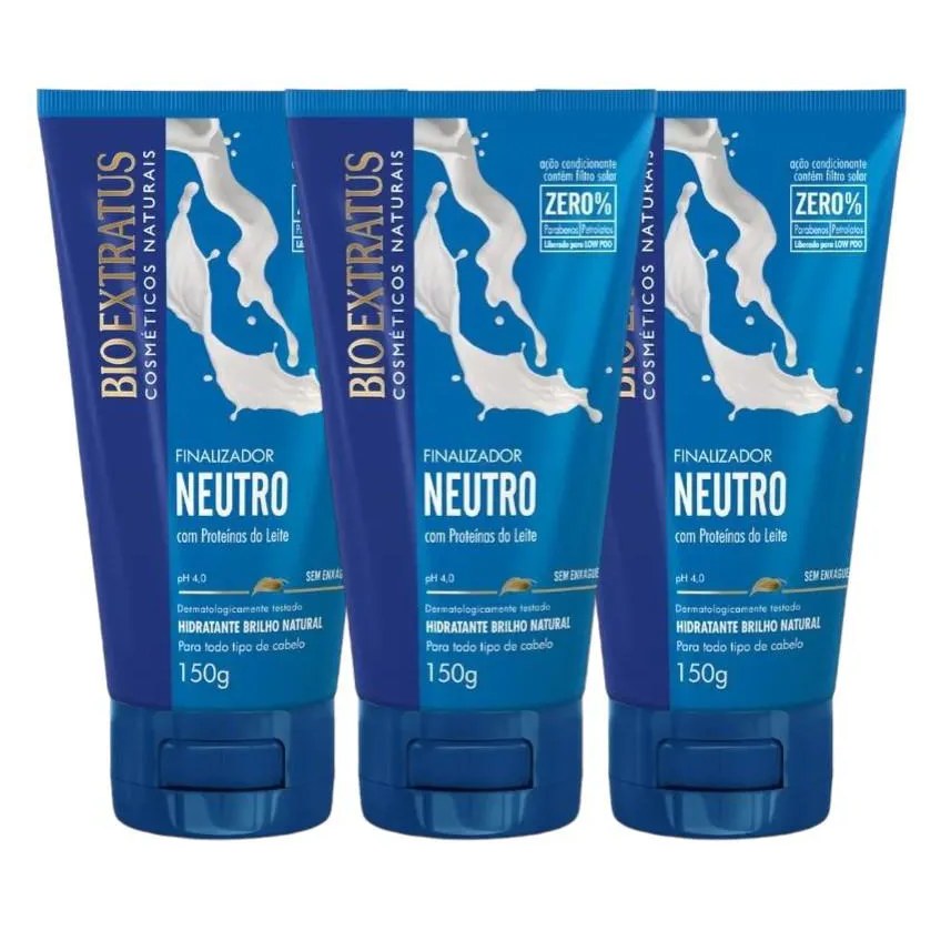 Kit 3 Finalizador Brilho Natural Neutro 150 G Bio Extratus