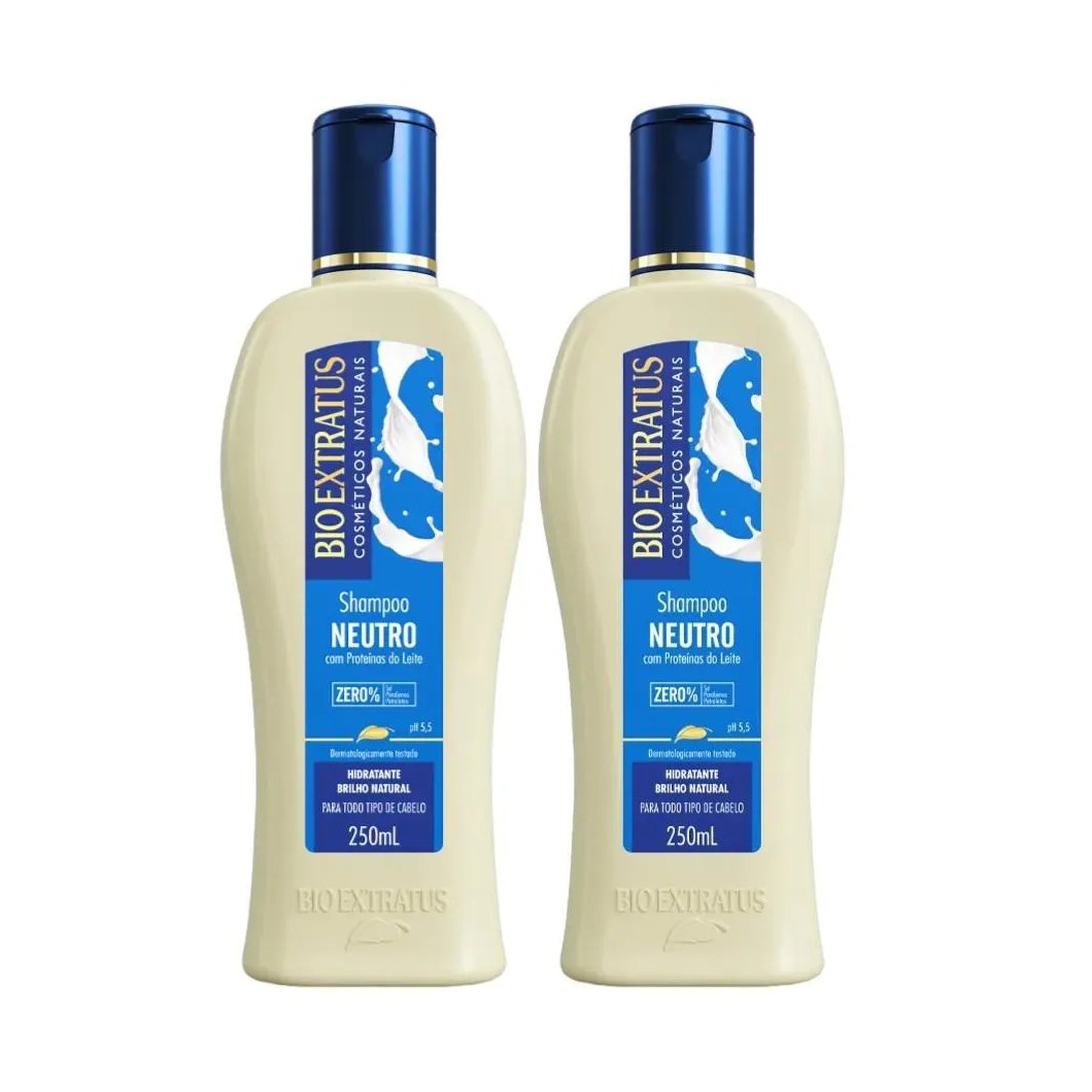 Kit 2 Shampoo Brilho Natural Neutro 250 Ml Bio Extratus