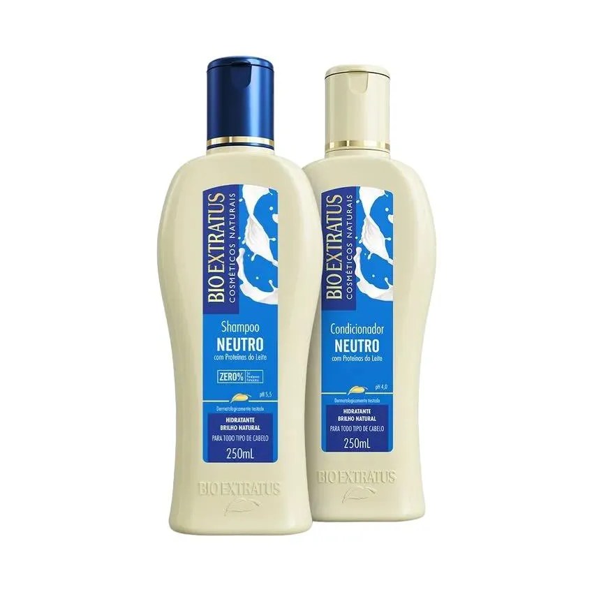 Kit 1 Shampoo 1 Condicionador Brilho Natural Neutro 250 Ml Bio Ext