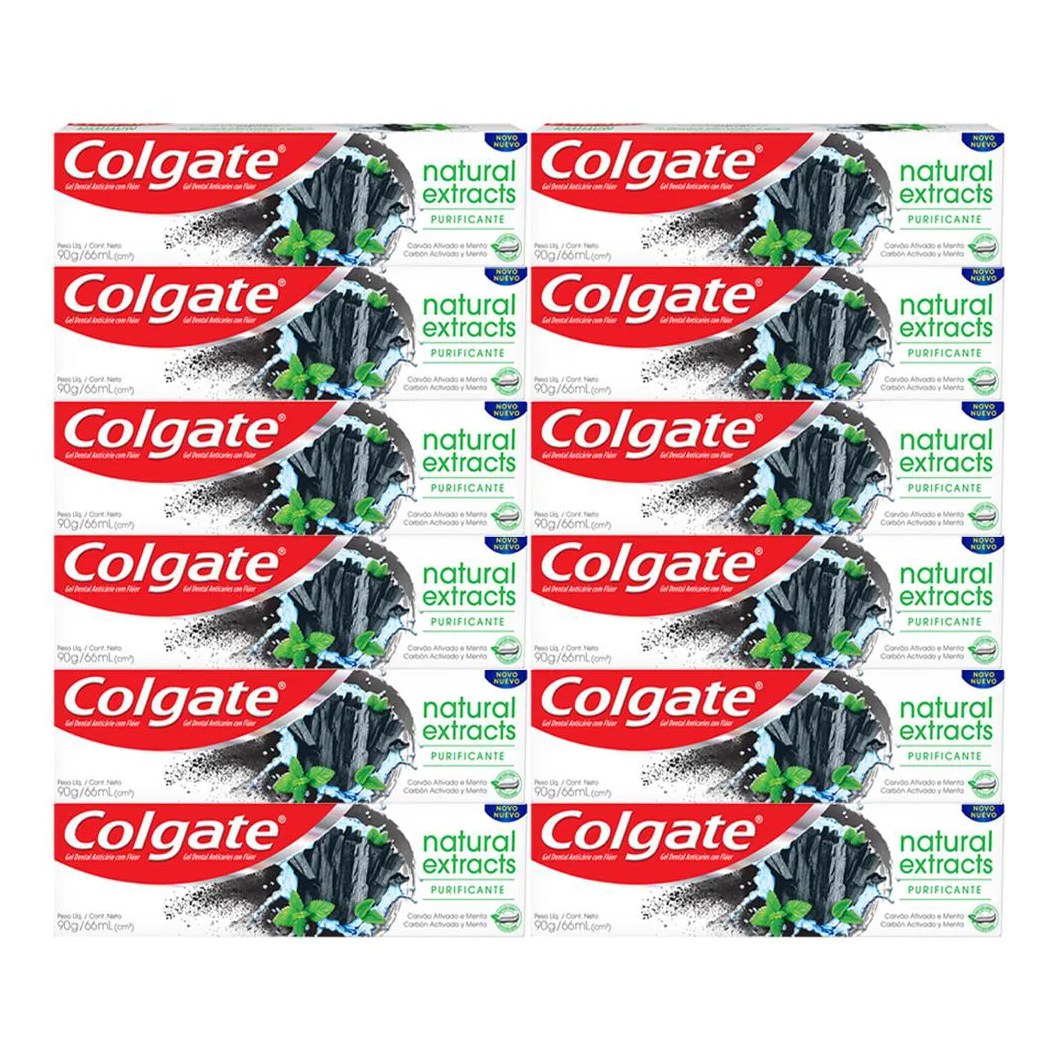 Kit C/ 12 Cremes Dental Colgate Natural Extracts Purificante 90g
