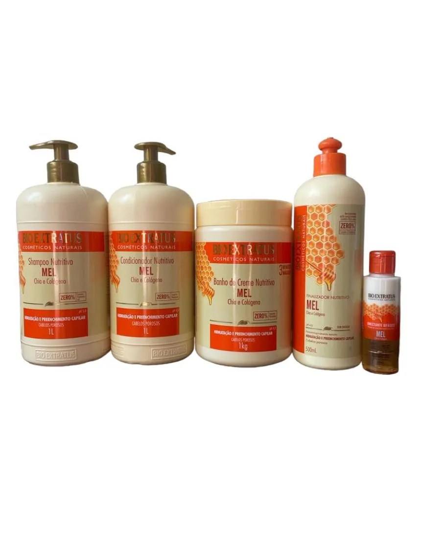 Kit 1 Shamp 1 Condic 1 Banho 1L 1 Final. 500Ml 1 Fix 55Ml Mel Nutritivo