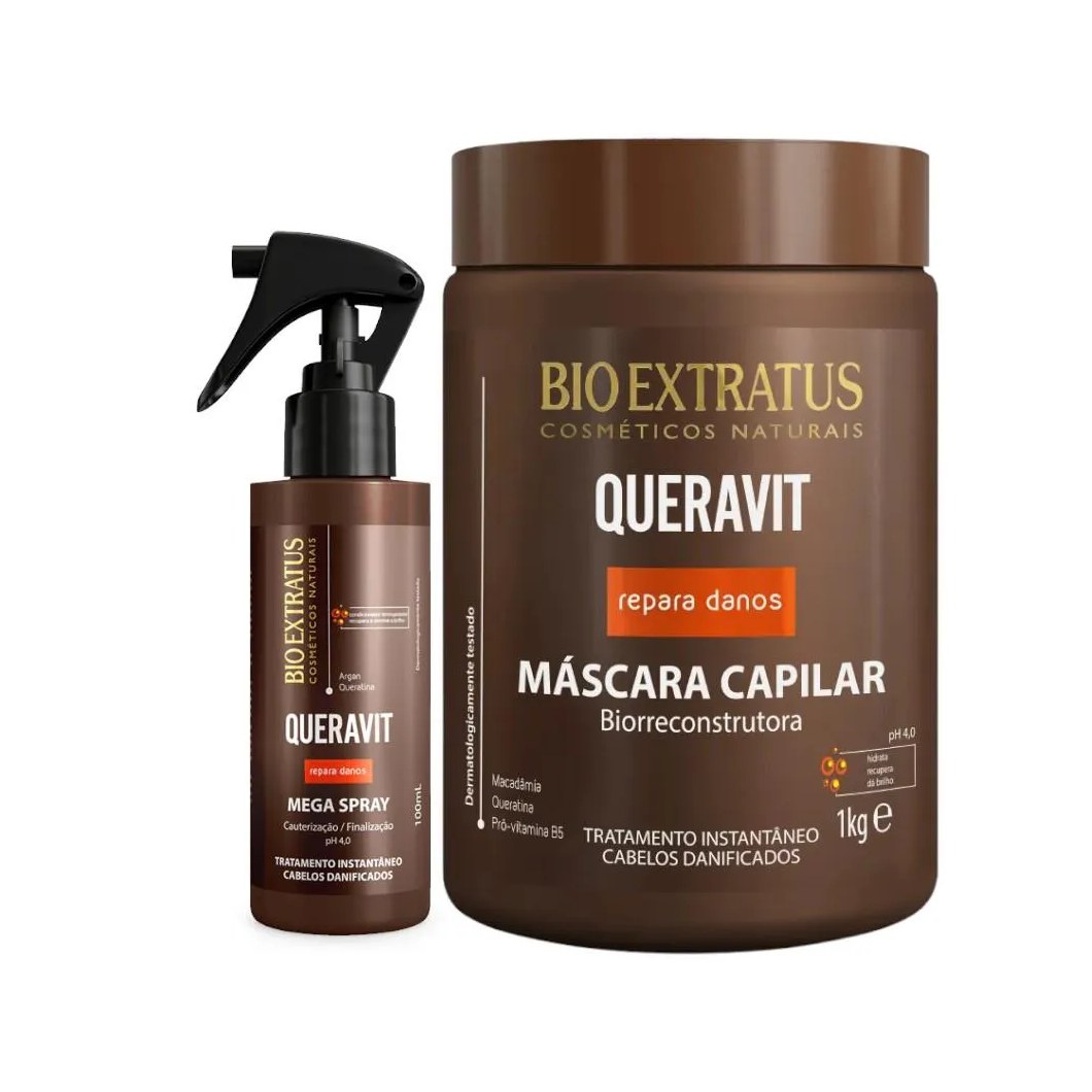 Kit Queravit Finalização Capilar 1 Máscara 1Kg 1 Megaspray 100Ml