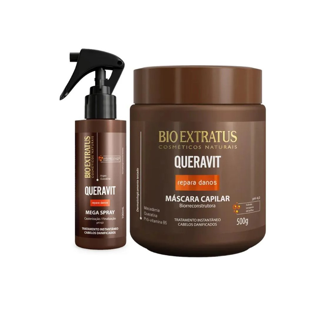 Kit Queravit Finalização Capilar 1 Máscara 500Ml 1 Megaspray 100Ml