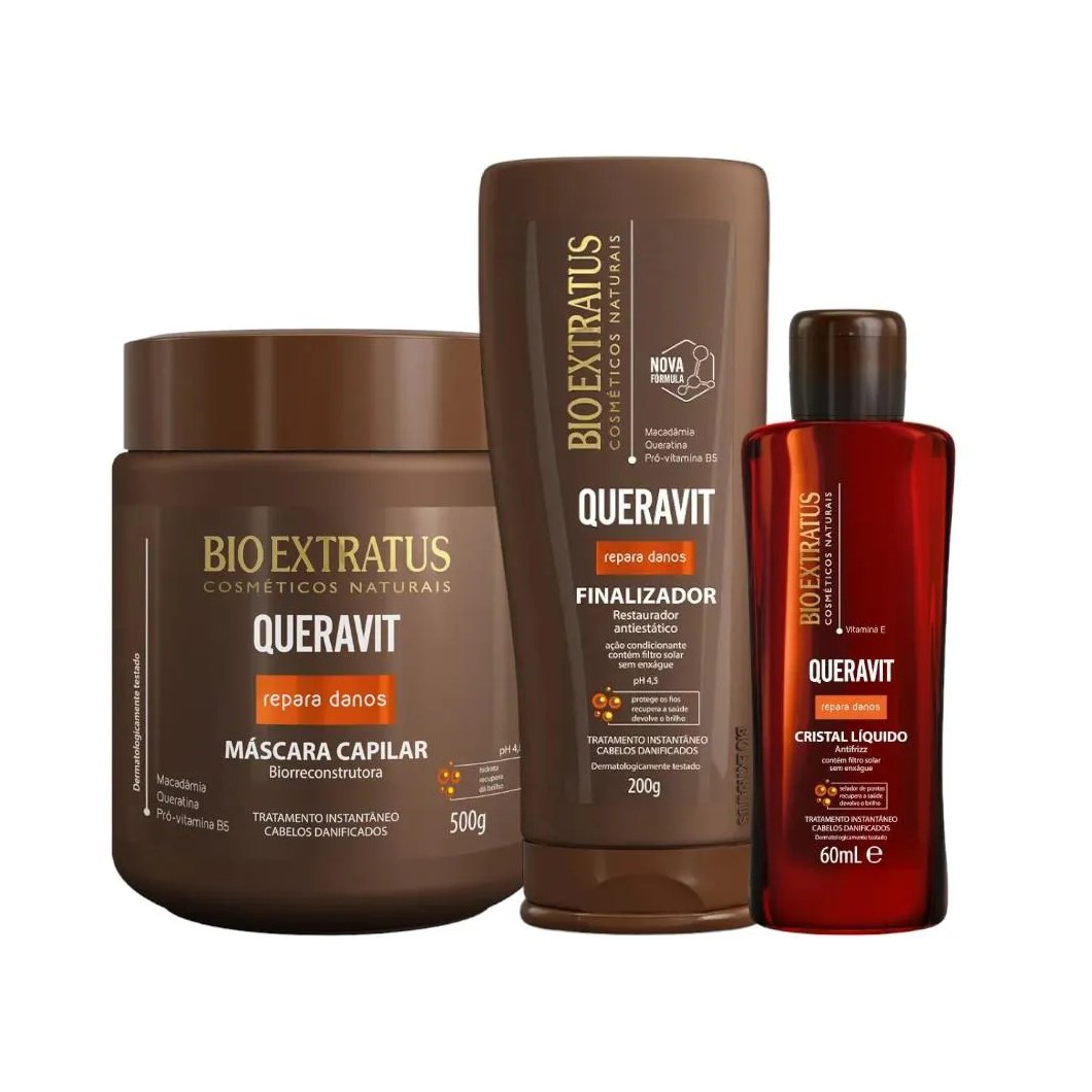 Kit Queravit Finalização e Umectação Capilar 1 Máscara 500Ml 1 Finalizador 200Ml 1 Cristal Líquido