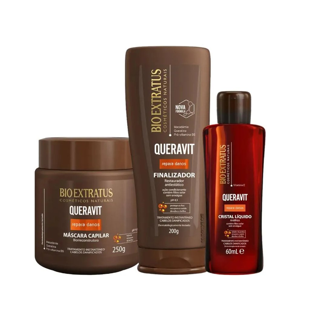 Kit Queravit Finalização e Umectação Capilar 1 Máscara 250Ml 1 Finalizador 200Ml 1 Cristal Líquido