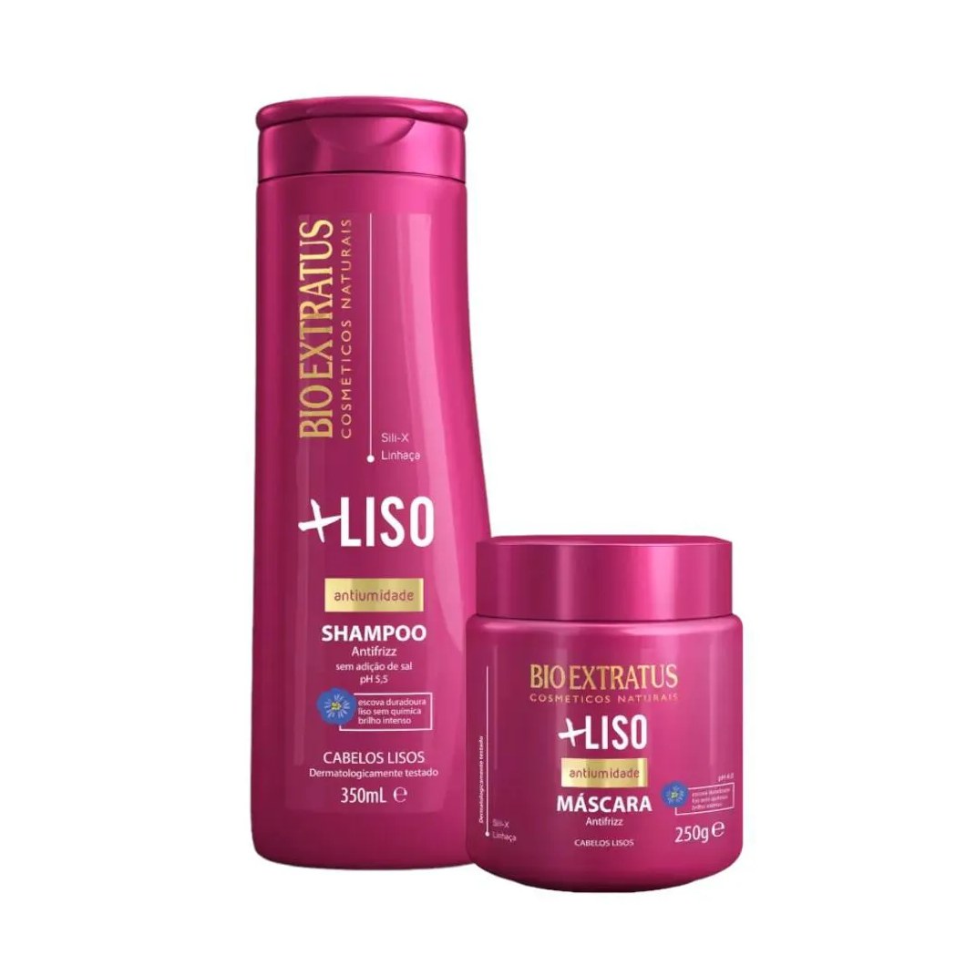 Kit Mais Liso 1 Shampoo 350Ml 1 Máscara 250Ml Bioextratus