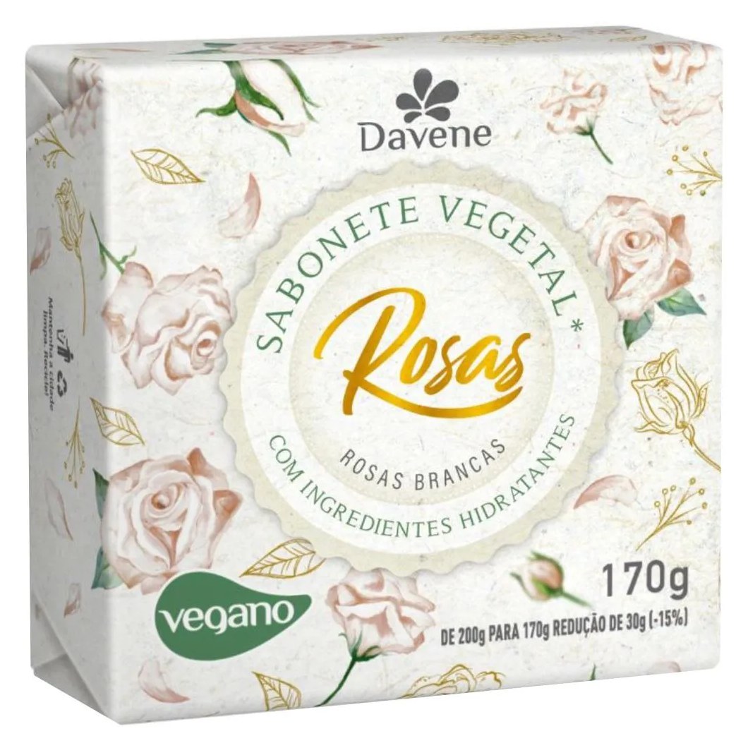Sabonete Vegetal Rosas Brancas 170g Davene