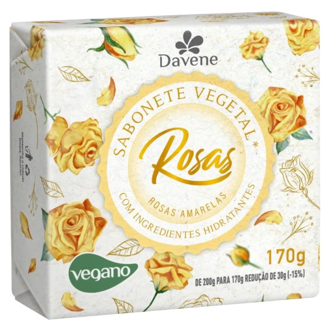 Sabonete Vegetal Rosas Amarelas 170g Davene