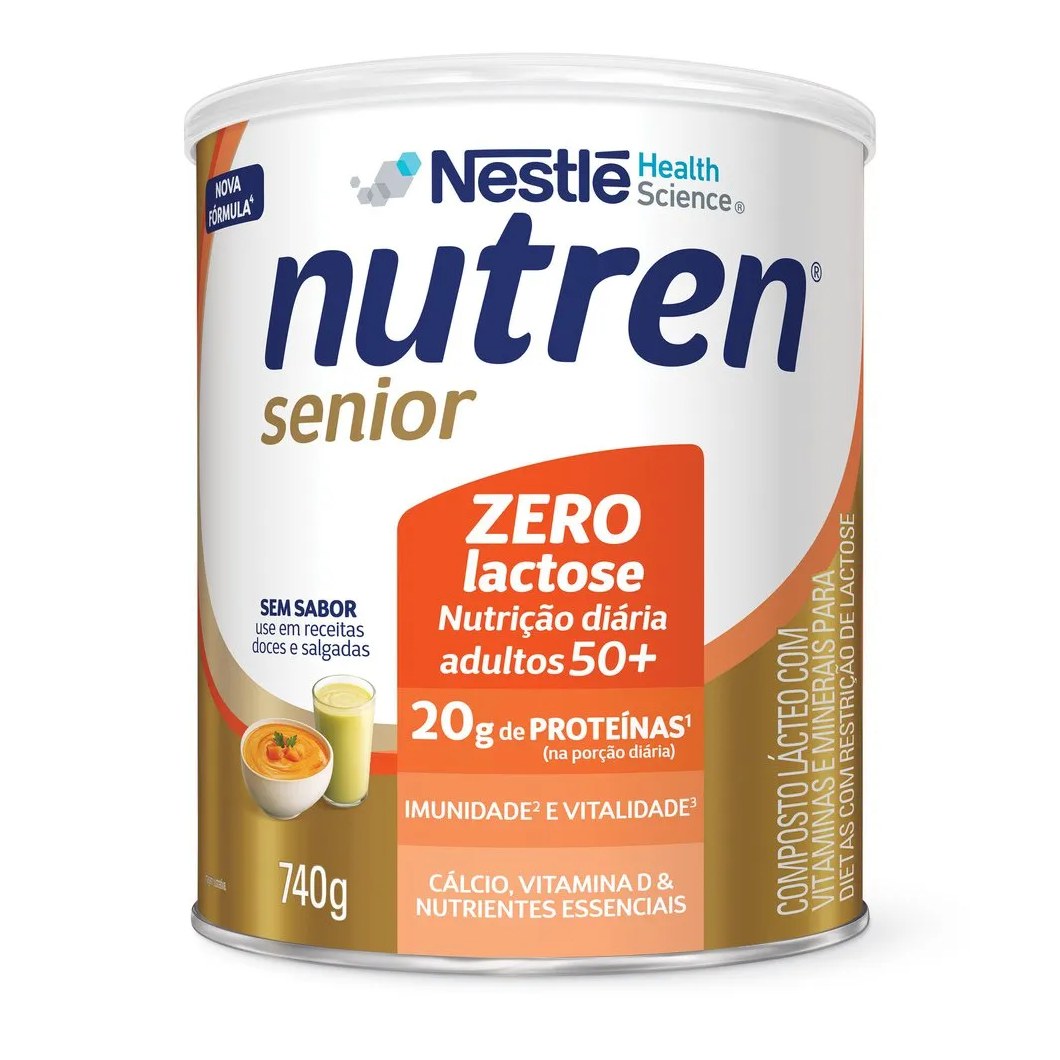 Complemento Alimentar Nutren Senior Sem Sabor Zero Lactose 740g