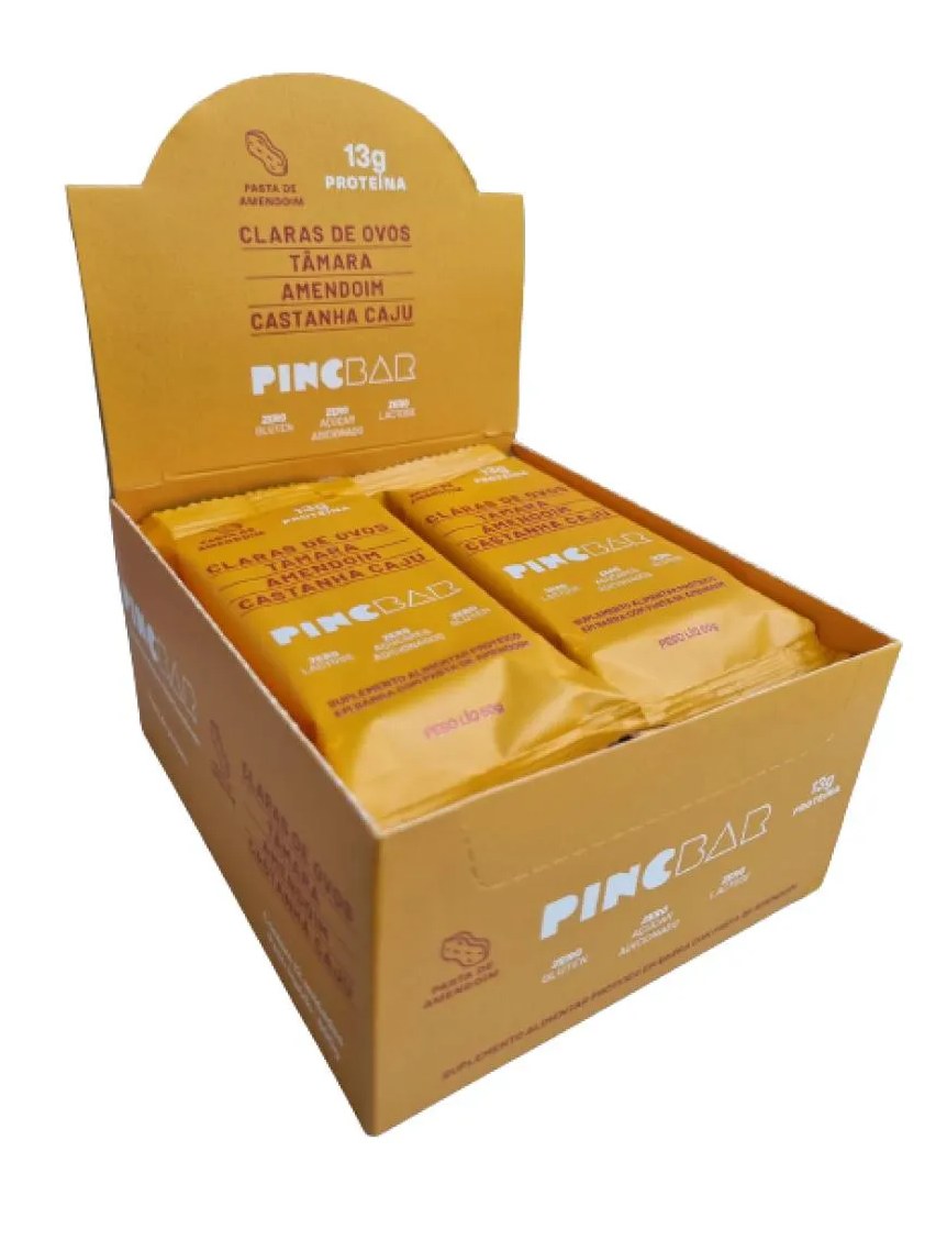 Barra de Proteína Pasta de Amendoim sem Açúcar 50G Pincbar 12 unidades