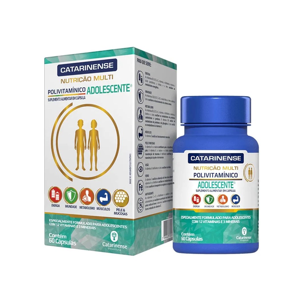 Polivitamínico Adolescente Catarinense Nutrição Com 60 Cápsulas