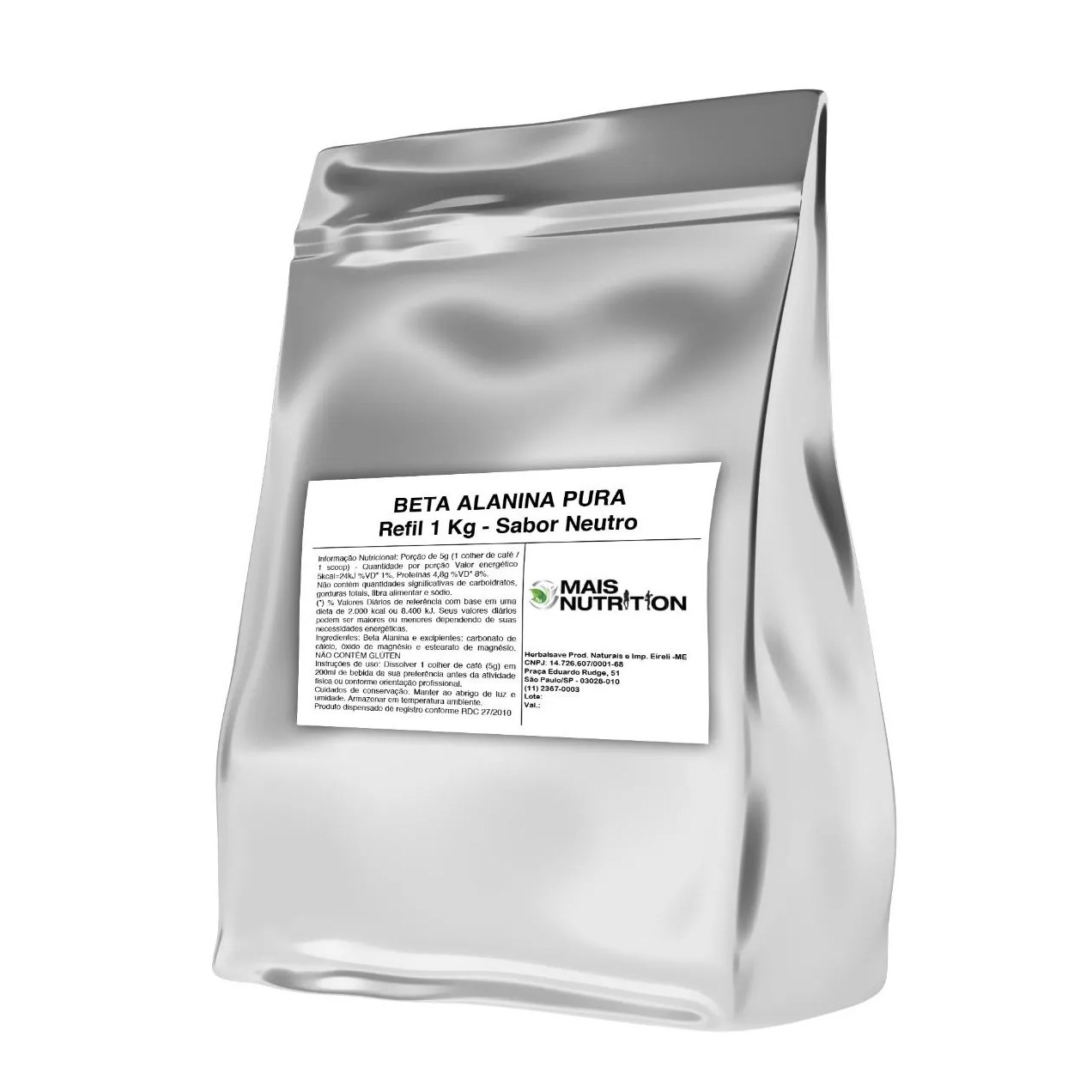 Beta Alanina Vegan 1kg Embalagem Refil Wvegan Vegano