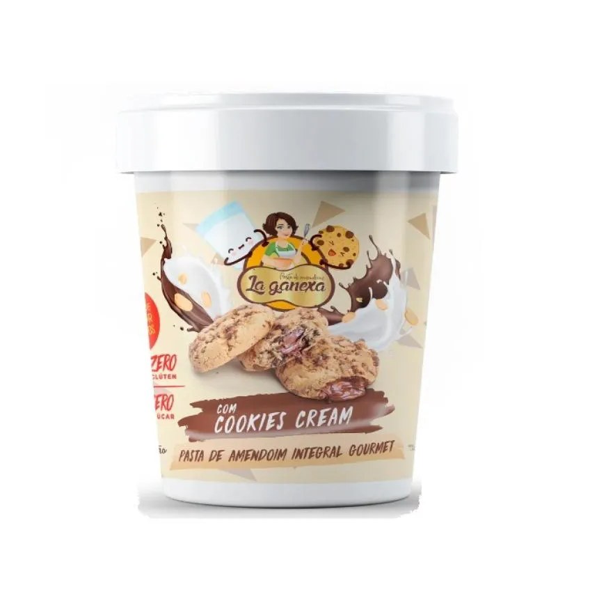 Pasta de Amendoim Integral Gourmet (450g) – Sabor: com Cookies Cream